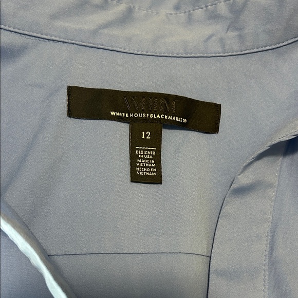 White House Black Market Sleeveless Rushed Front Shirt Tranquil Blue Size 12 - Picture 4 of 8